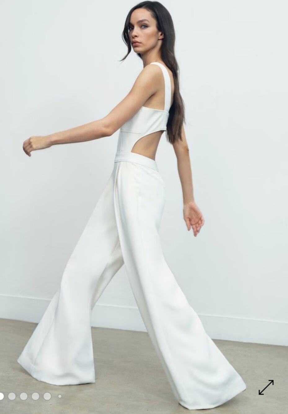 REISS Dion Wide-Leg Cut-Out Jumpsuit in Ivory